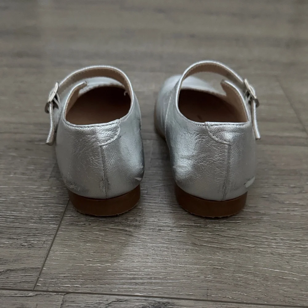 Girls' Silver Mary Jane Dress Shoes with Buckle Strap